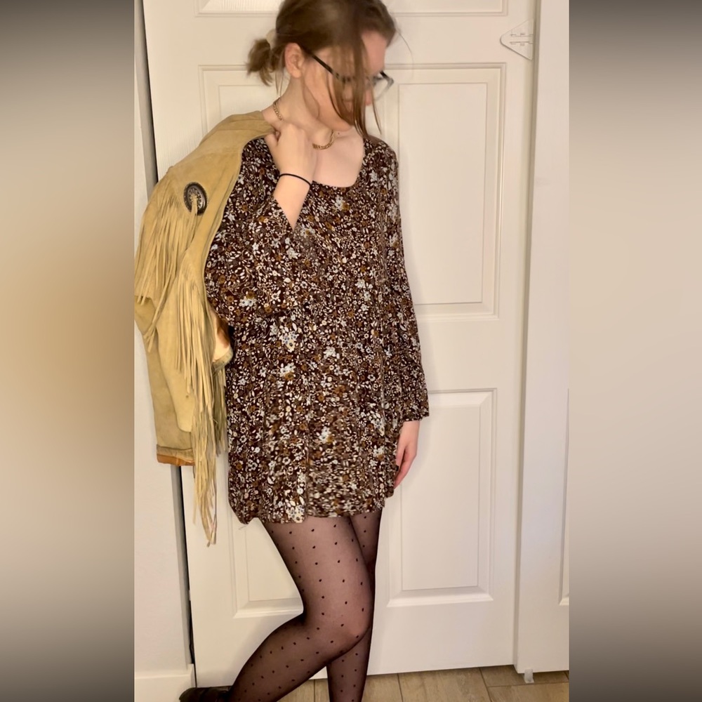 Urban Renewal Floral Bell Sleeve Mini Dress